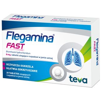 Flegamina Fast 8 mg, 20 tabletek - 2 - zdjęcie produktu