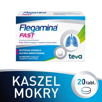 Flegamina Fast 8 mg, 20 tabletek - 3 - zdjęcie produktu