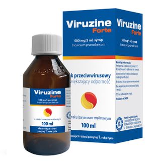 Viruzine Forte 500 mg/ 5 ml, syrop dla dorosłych i dzieci od 1 roku, smak bananowo-malinowy, 100 ml - 2 - zdjęcie produktu