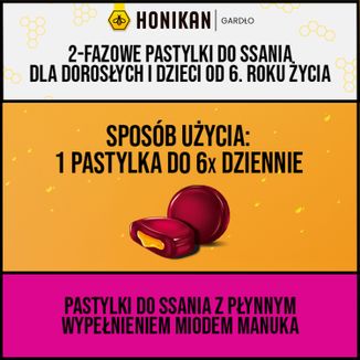 Honikan Gardło, 2-fazowe pastylki do ssania dla dzieci od 6 lat i dorosłych, smak wiśniowy, 16 sztuk - 4 - zdjęcie produktu