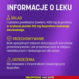 Ibuprom Max Rapid 400 mg, 24 tabletki powlekane - 3 - zdjęcie produktu