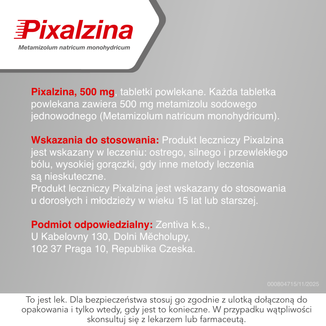 Pixalzina 500 mg, 20 tabletek powlekanych - 6 - zdjęcie produktu
