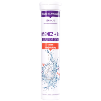 SEMA Lab Magnez + B6, smak grejpfrutowy, 20 tabletek musujących KRÓTKA DATA - zdjęcie produktu