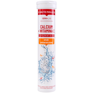 SEMA Lab Calcium + Witamina C, smak pomarańczowy, 20 tabletek musujących - zdjęcie produktu