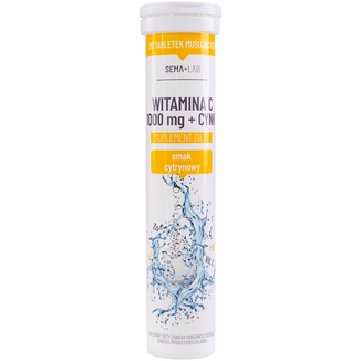 SEMA Lab Witamina C 1000 mg + Cynk, smak cytrynowy, 20 tabletek musujących - zdjęcie produktu