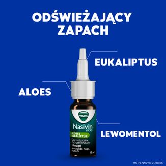 Nasivin Vicks Sinex Aloes i Eukaliptus 0,5 mg/ml, aerozol do nosa dla dorosłych i dzieci od 6 lat, 15 ml - 5 - zdjęcie produktu