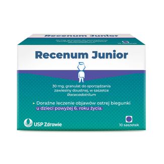 Recenum Junior, 30 mg, granulat do sporządzania zawiesiny doustnej, powyżej 6 lat, 10 saszetek KRÓTKA DATA - zdjęcie produktu