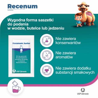 Recenum Junior, 30 mg, granulat do sporządzania zawiesiny doustnej, powyżej 6 lat, 10 saszetek KRÓTKA DATA - 4 - zdjęcie produktu