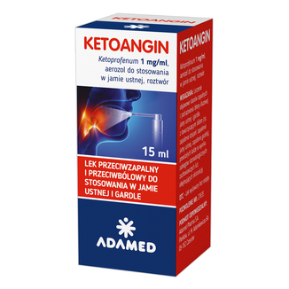 Ketoangin 1 mg/ml,  aerozol do stosowania w jamie ustnej, roztwór, 15 ml - zdjęcie produktu