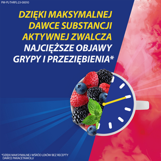 Theraflu Max Grip 1000 mg + 70 mg + 10 mg, proszek do sporządzania roztworu doustnego, smak owoców jagodowych i mentolu, 10 saszetek  USZKODZONE OPAKOWANIE - 3 - zdjęcie produktu