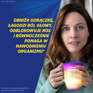 Theraflu Max Grip 1000 mg + 70 mg + 10 mg, proszek do sporządzania roztworu doustnego, smak owoców jagodowych i mentolu, 10 saszetek  USZKODZONE OPAKOWANIE - 5 - zdjęcie produktu