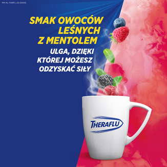 Theraflu Max Grip 1000 mg + 70 mg + 10 mg, proszek do sporządzania roztworu doustnego, smak owoców jagodowych i mentolu, 10 saszetek  USZKODZONE OPAKOWANIE - 7 - zdjęcie produktu