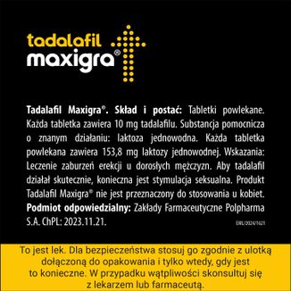 Tadalafil Maxigra 10 mg, 4 tabletki - 5 - zdjęcie produktu