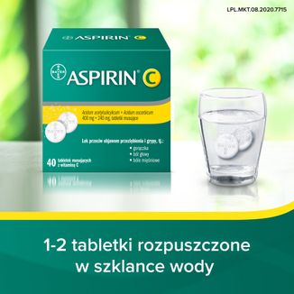 Aspirin C 400 mg + 240 mg, 40 tabletek musujących - 9 - zdjęcie produktu