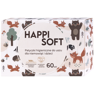 Happi Soft, patyczki higieniczne dla niemowląt i dzieci, 60 sztuk - zdjęcie produktu