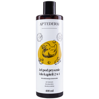 Aptederm, żel pod prysznic i do kąpieli 2w1 dla całej rodziny, skóra wrażliwa, od 1 dnia życia, 400 ml - zdjęcie produktu
