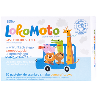 SEMA Lab, LokoMoto, smak pomarańczowy, 20 pastylek do ssania KRÓTKA DATA - zdjęcie produktu