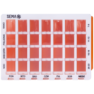 SEMA Protect, kasetka do leków tygodniowa, czterokomorowa - zdjęcie produktu