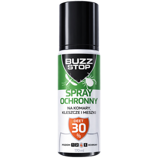 BuzzStop, spray ochronny na komary, kleszcze i meszki, DEET 30%, 170 ml - zdjęcie produktu