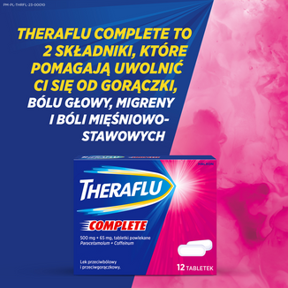 Theraflu Complete 500 mg + 65 mg, 12 tabletek powlekanych KRÓTKA DATA - 4 - zdjęcie produktu
