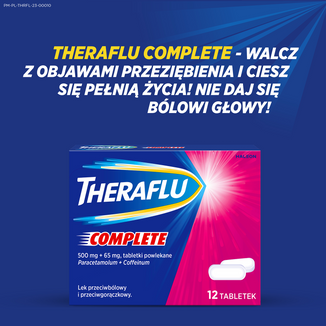 Theraflu Complete 500 mg + 65 mg, 12 tabletek powlekanych KRÓTKA DATA - 6 - zdjęcie produktu