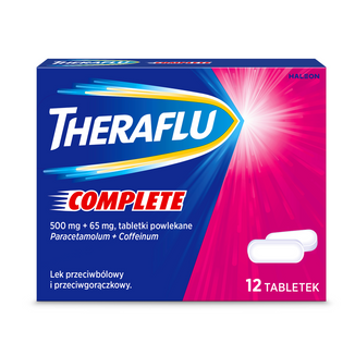 Theraflu Complete 500 mg + 65 mg, 12 tabletek powlekanych Theraflu Complete 500 mg + 65 mg, 12 tabletek powlekanych - zdjęcie produktu