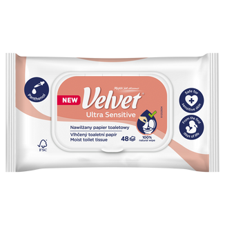 Velvet Ultra Sensitive, papier toaletowy nawilżany, 48 sztuk - 2 - zdjęcie produktu