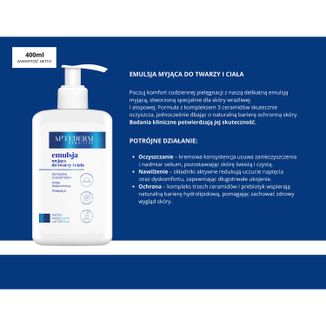 Aptederm Sensitive, emulsja myjąca do twarzy i ciała, skóra wrażliwa i atopowa, 400 ml - 3 - zdjęcie produktu
