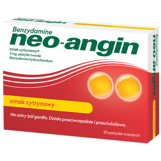 Benzydamine neo-angin 3 mg, smak cytrynowy, 20 pastylek twardych - 3 - zdjęcie produktu