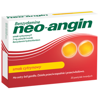 Benzydamine neo-angin 3 mg, smak cytrynowy, 20 pastylek twardych - 4 - zdjęcie produktu