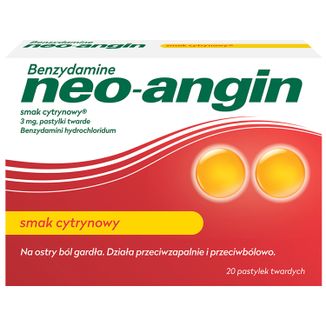 Benzydamine neo-angin 3 mg, smak cytrynowy, 20 pastylek twardych - zdjęcie produktu