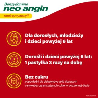 Benzydamine neo-angin 3 mg, smak cytrynowy, 20 pastylek twardych - 5 - zdjęcie produktu