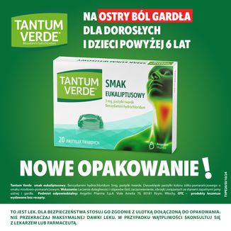 Tantum Verde 3 mg, smak eukaliptusowy, 20 pastylek twardych - 2 - zdjęcie produktu