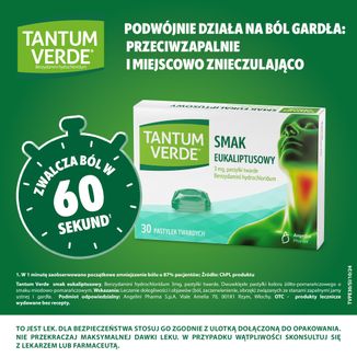 Tantum Verde 3 mg, smak eukaliptusowy, 30 pastylek twardych - 3 - zdjęcie produktu