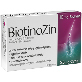 BiotinoZin 10 mg + 25 mg Zn2+, 30 tabletek USZKODZONE OPAKOWANIE - 2 - zdjęcie produktu