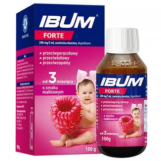 Ibum Forte 200mg/5ml, zawiesina doustna, smak malinowy, 150 g USZKODZONE OPAKOWANIE - zdjęcie produktu