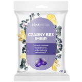 SEMA Herba Ziołowe cukierki z czarnym bzem, imbirem i witaminą C, 60 g - miniaturka zdjęcia produktu