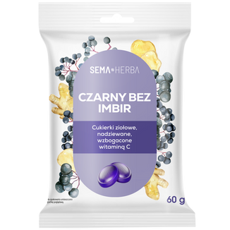 SEMA Herba Ziołowe cukierki z czarnym bzem, imbirem i witaminą C, 60 g - zdjęcie produktu