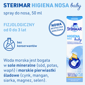 Sterimar Baby Higiena Nosa, spray fizjologiczny do nosa od 0 do 3 lat, 50 ml - 2 - zdjęcie produktu