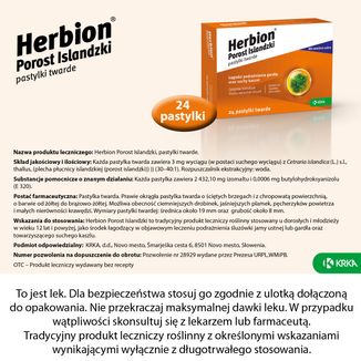 Herbion Porost Islandzki 3 mg, 24 pastylki twarde - 5 - zdjęcie produktu
