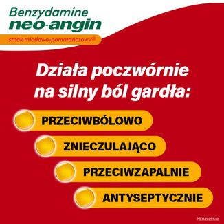 Benzydamine neo-angin 3 mg, smak miodowo-pomarańczowy, 20 pastylek twardych - 3 - zdjęcie produktu