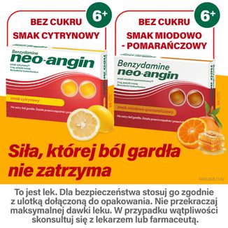 Benzydamine neo-angin 3 mg, smak miodowo-pomarańczowy, 20 pastylek twardych - 6 - zdjęcie produktu