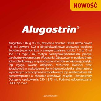 Alugastrin 1,02 g/ 15 ml, zawiesina doustna, smak miętowy, 375 ml USZKODZONE OPAKOWANIE - 7 - zdjęcie produktu