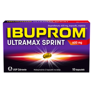 Ibuprom Ultramax Sprint 600 mg, 10 kapsułek - zdjęcie produktu