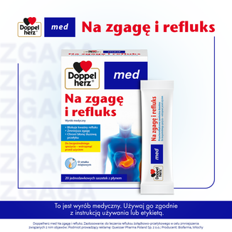 Doppelherz Med Na zgagę i refluks, 20 saszetek - 2 - zdjęcie produktu