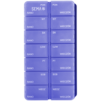 SEMA Protect, kasetka do leków tygodniowa, dwukomorowa, granatowa - zdjęcie produktu