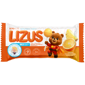 SEMA Lab Lizus, lizak multiwitamina, smak pomarańczowo-ananasowy, od 3 lat, 1 sztuka - zdjęcie produktu