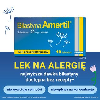 Bilastyna Amertil 20 mg, 10 tabletek - 2 - zdjęcie produktu