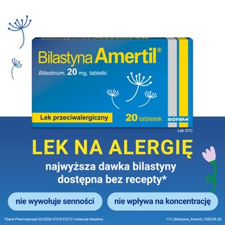 Bilastyna Amertil 20 mg, 20 tabletek - 2 - zdjęcie produktu