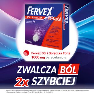 Fervex Ból i Gorączka Forte 1 g, 8 tabletek musujących - 3 - zdjęcie produktu